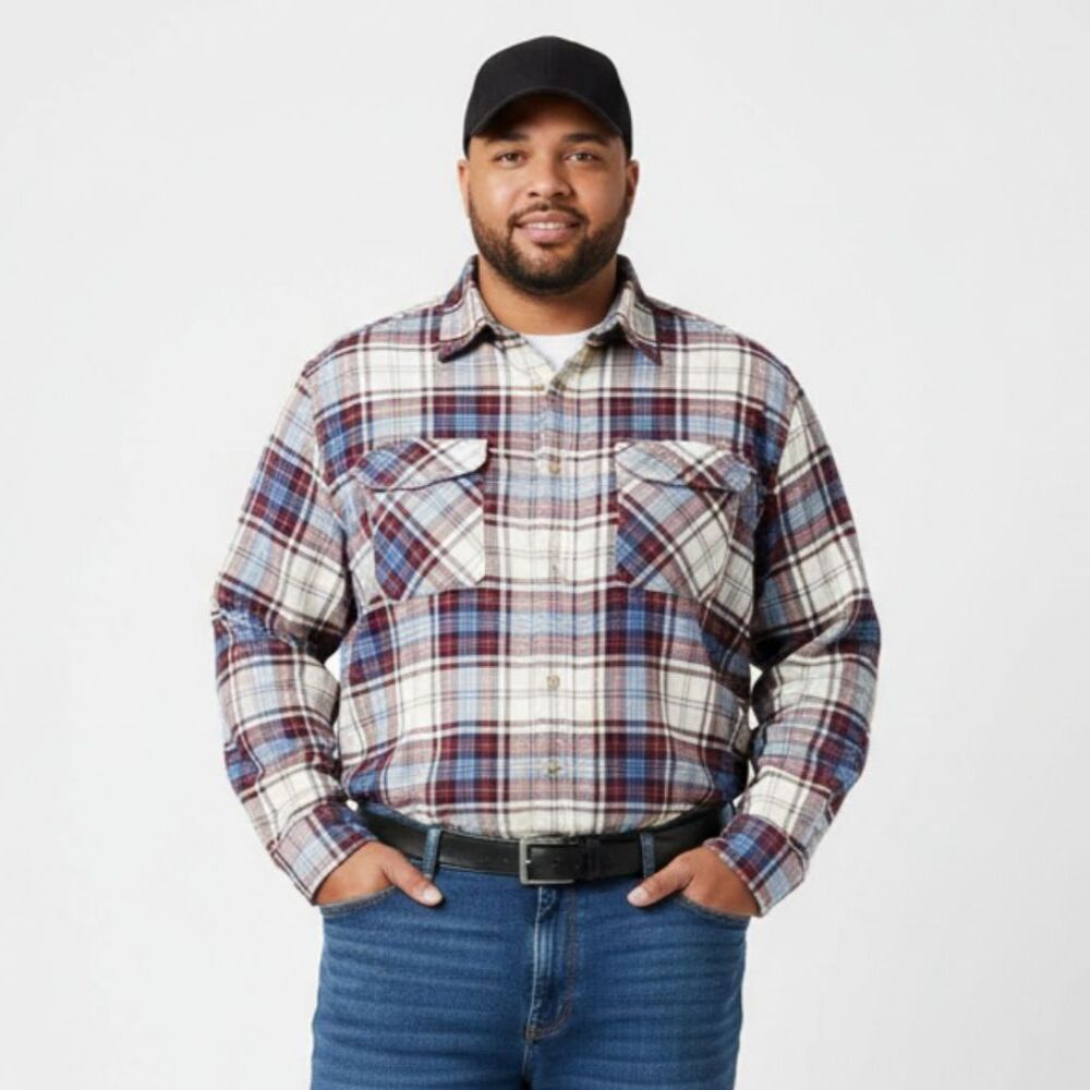 Izod Men's Flannel Long Sleeve Button Up & Down Plaid Checks Top 2XLT